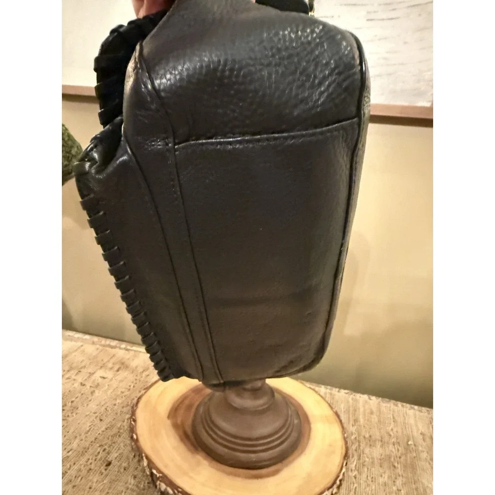 Tory Burch Marion Black Pebbled Leather 2-Way Whipstich Chain Strap Shoulder Bag
